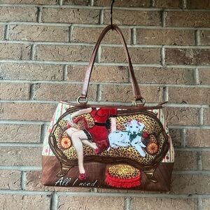 Isabella Fiore Brown Artistic Shoulder Bag